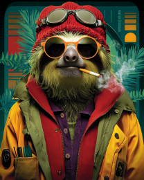 Hip Sloth Smoking a Marijuana Joint - Weed Wall Art