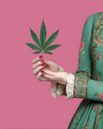 Holding a Marijuana Leaf - Weed Wall Art