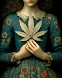 Marijuana Leaf Close to Her Heart - Weed Wall Art