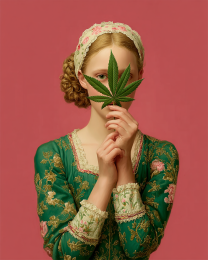 Mary Jane Peeks Through Pot Leaf - Weed Wall Art