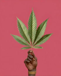 He Holds a Marijuana Leaf - Weed Wall Art
