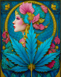 Nouveau Pot Leaf & Flapper - Weed Wall Art