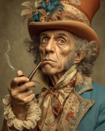 Old Mad Hatter Smoking a Joint - Weed Wall Art