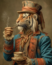 Tiger Gentleman Smoking a Joint - Weed Wall Art