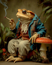 Old Toad Smoking a Joint - Weed Wall Art