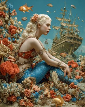 Mermaid Contemplating Life Wall Art Print