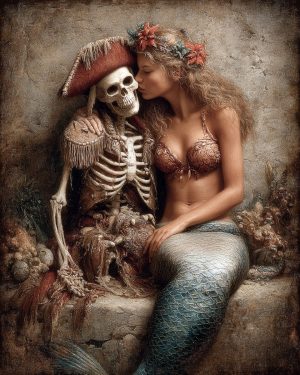 Mermaid With Her New Lover Wall Art Print
