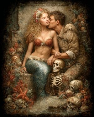 Mermaid With Her New Lover and The Old Ones Wall Art Print