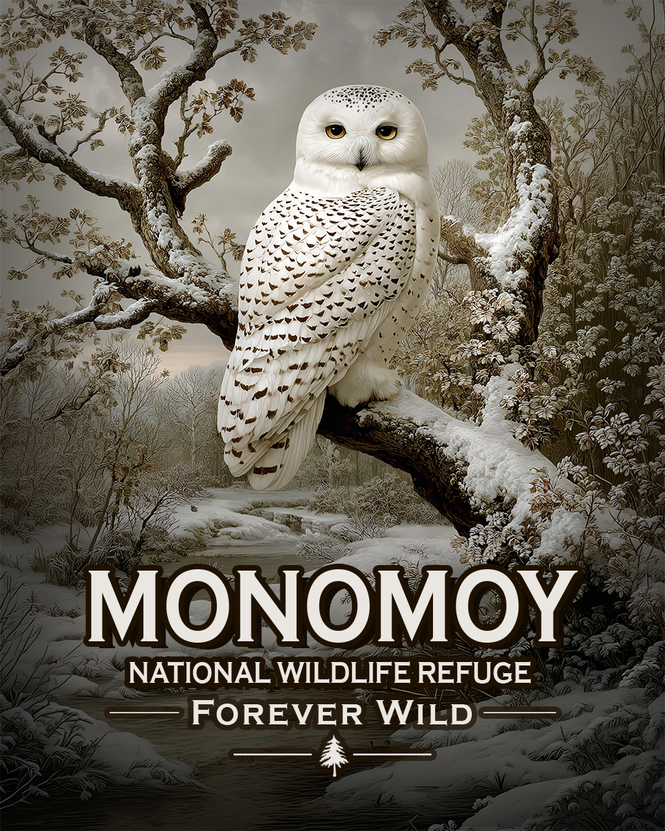 Monomoy National Wildlife Refuge Massachusetts - Forever Wild - Souvenir Snowy Owl Art Print