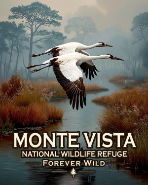 Monte Vista National Wildlife Refuge Colorado - Forever Wild - Souvenir Whooping Crane Art Print