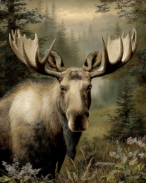 Antique Naturalist Style Moose Art Print