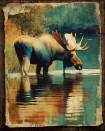 Antique Photo Style Moose Art Print