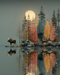 Midnight Reflection Moose Art Print