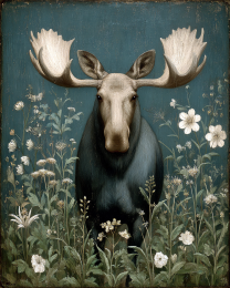 Folk Art Moose Art Print