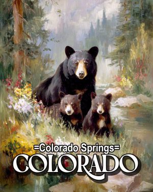 Mother Bear with Cubs - Colorado Springs Souvenir Art Print