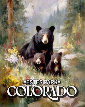 Mother Bear with Cubs -  Estes Park Souvenir Art Print