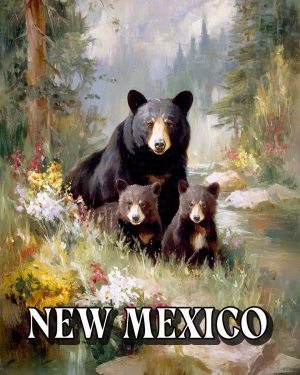 Mother Bear with Cubs -  New Mexico Souvenir Art Print