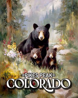 Mother Bear with Cubs -  Pikes Peak Souvenir Art Print