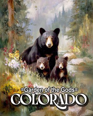Mother Bear with Cubs - Garden of the Gods Souvenir Art Print