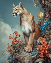 Classic Cougar Still-Life - Mountain Lion Art Print