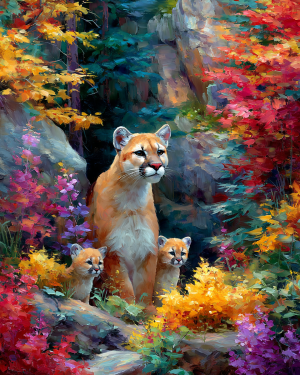 Mountain Lion Family Art Print