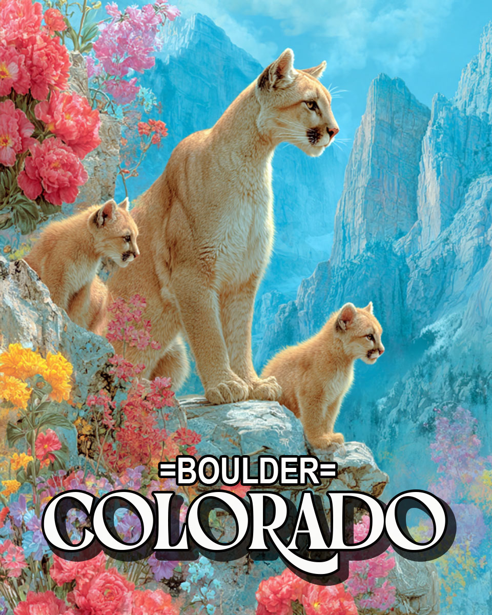 Mountain Lion Family - Boulder Colorado Souvenir Art Print.jpg