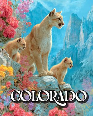 Mountain Lion Family - Colorado Souvenir Art Print