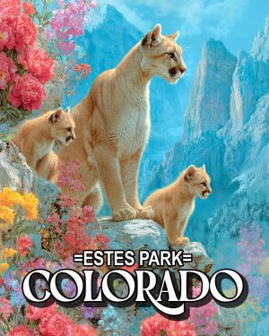 Mountain Lion Family -  Estes Park Souvenir Art Print