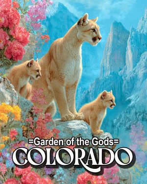 Mountain Lion Observing the Town - Garden of the Gods Souvenir Art Print