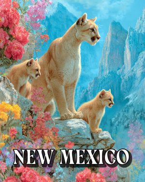 Mountain Lion Family -  New Mexico Souvenir Art Print