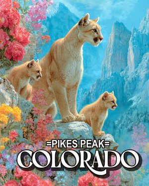 Mountain Lion Family -  Pikes Peak Souvenir Art Print