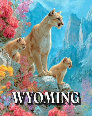 Mountain Lion Family -  Wyoming Souvenir Art Print