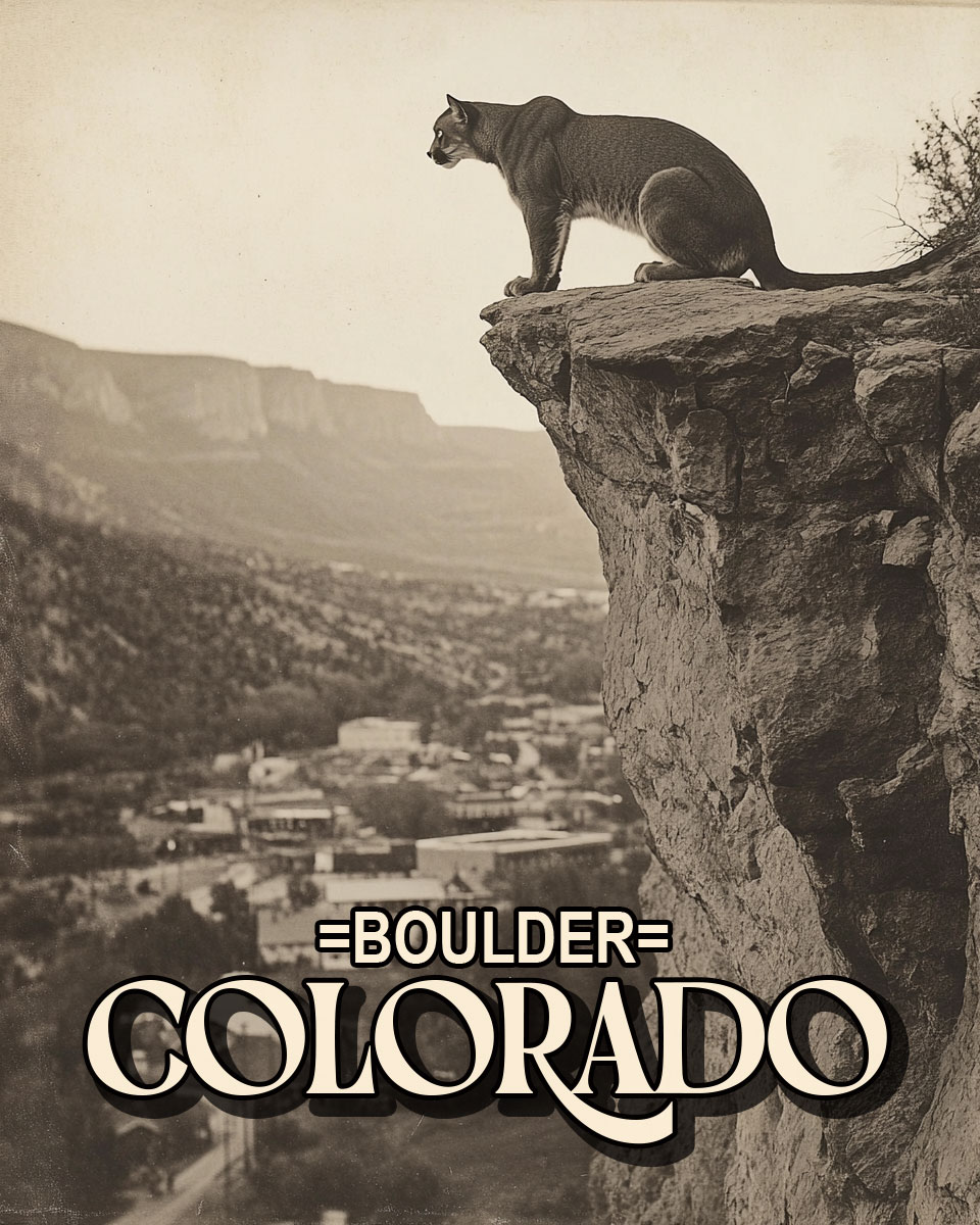 Mountain Lion Observing the Town - Boulder Colorado Souvenir Art Print.jpg