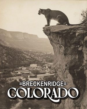 Mountain Lion Observing the Town - Breckenridge, Colorado Souvenir Art Print