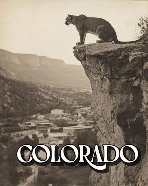 Mountain Lion Observing the Town - Colorado Souvenir Art Print