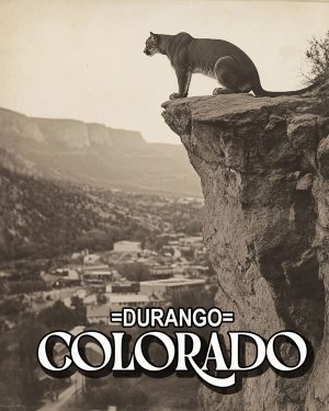 Mountain Lion Observing the Town -  Durango Souvenir Art Print