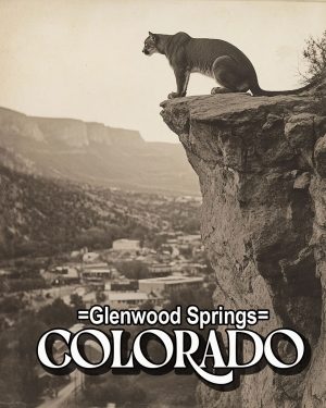 Mountain Lion Observing the Town -  Glenwood Springs Souvenir Art Print