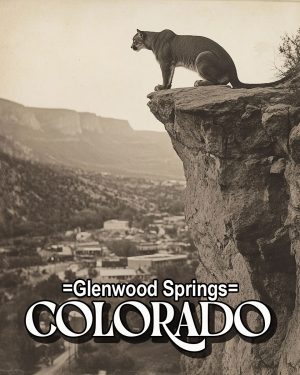 Mountain Lion Observing the Town -  Glenwood Springs Souvenir Art Print
