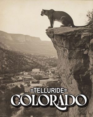 Mountain Lion Observing the Town -  Telluride Souvenir Art Print