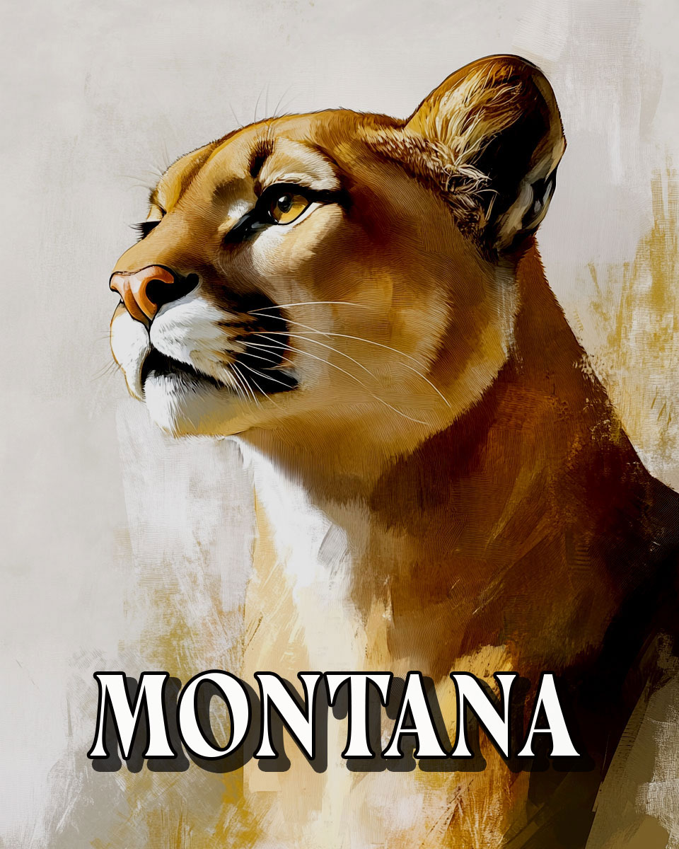 Mountain Lion Portrait -  Montana Souvenir Art Print