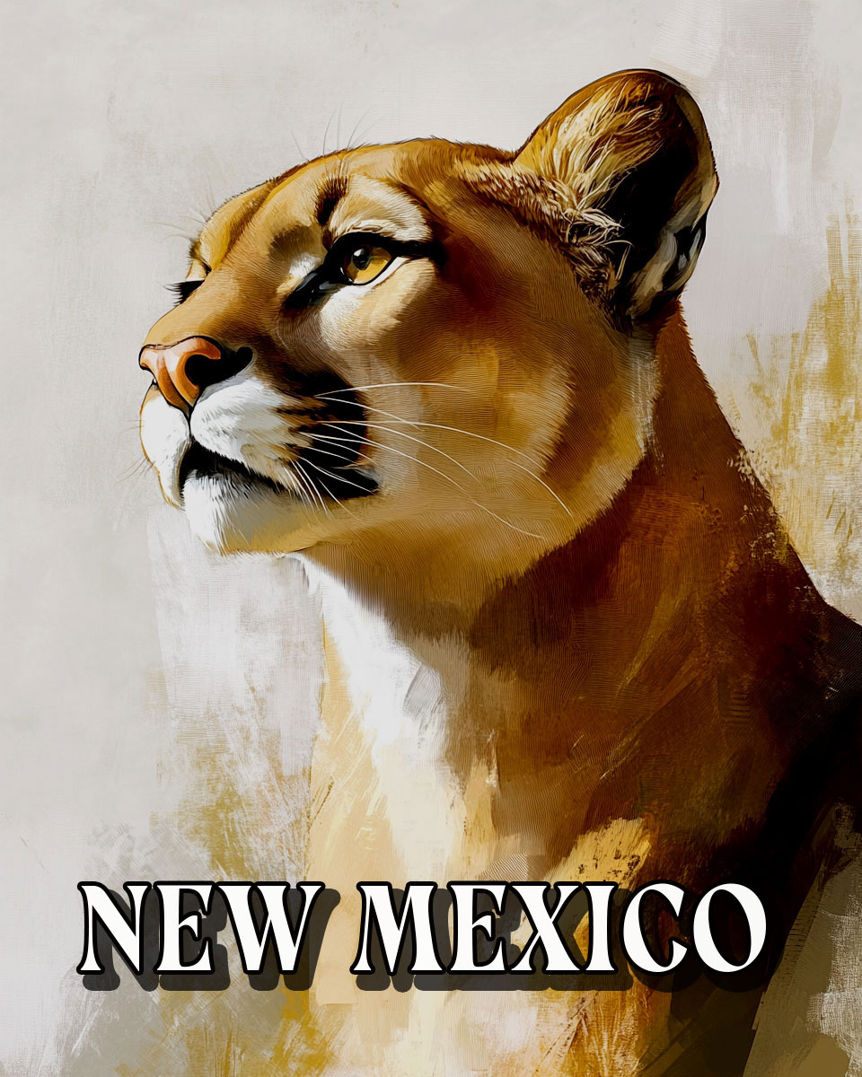 Mountain Lion Portrait - New Mexico Souvenir Art Print
