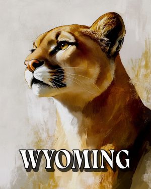 Mountain Lion Portrait -  Wyoming Souvenir Art Print