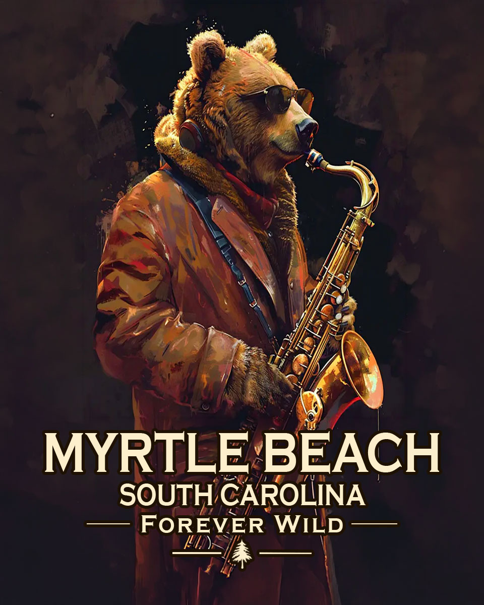 Myrtle Beach, South Carolina  - Forever Wild - Bear Playing the Saxaphone