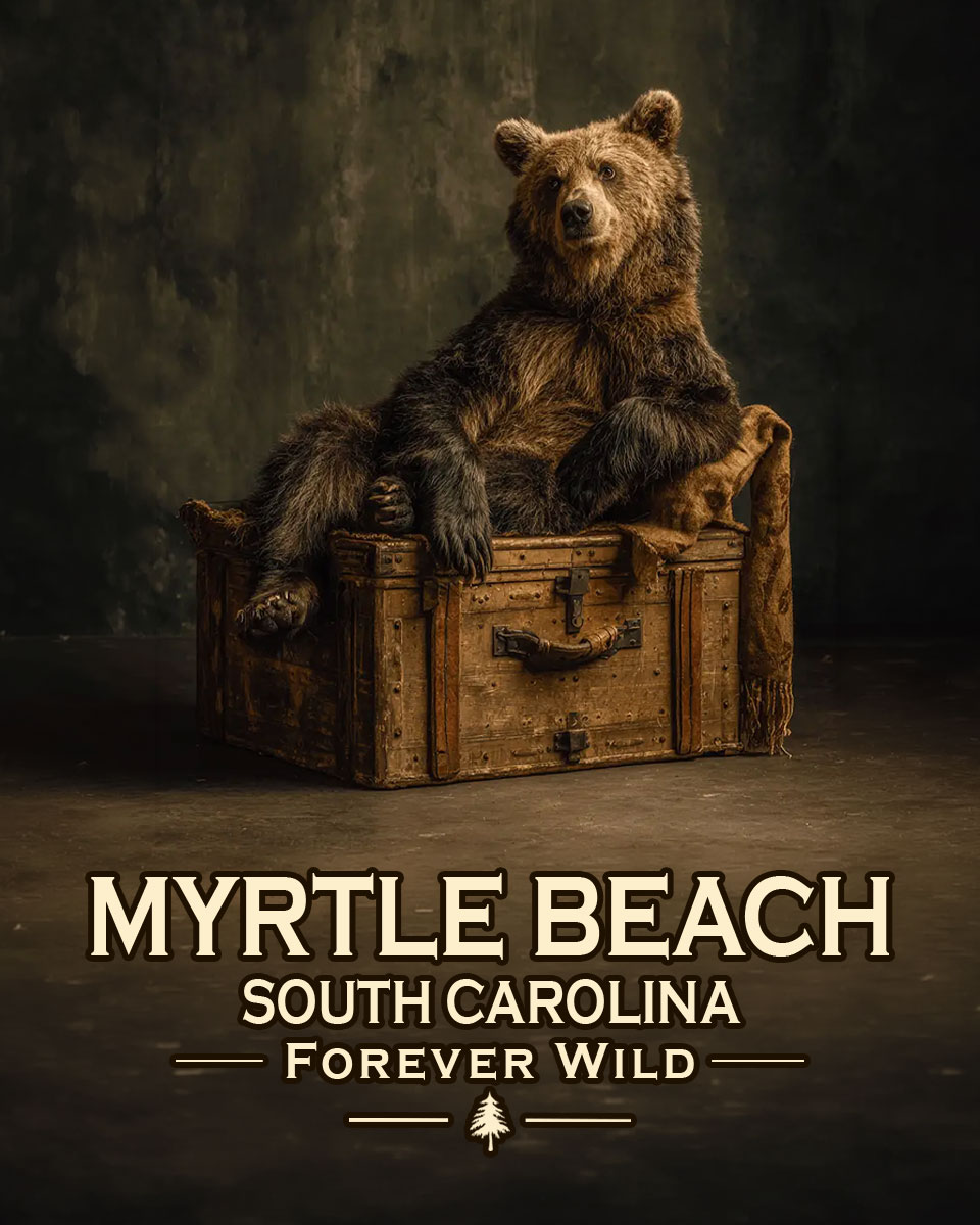Myrtle Beach, South Carolina  - Forever Wild - Black Bear Bear Posing on Luggage