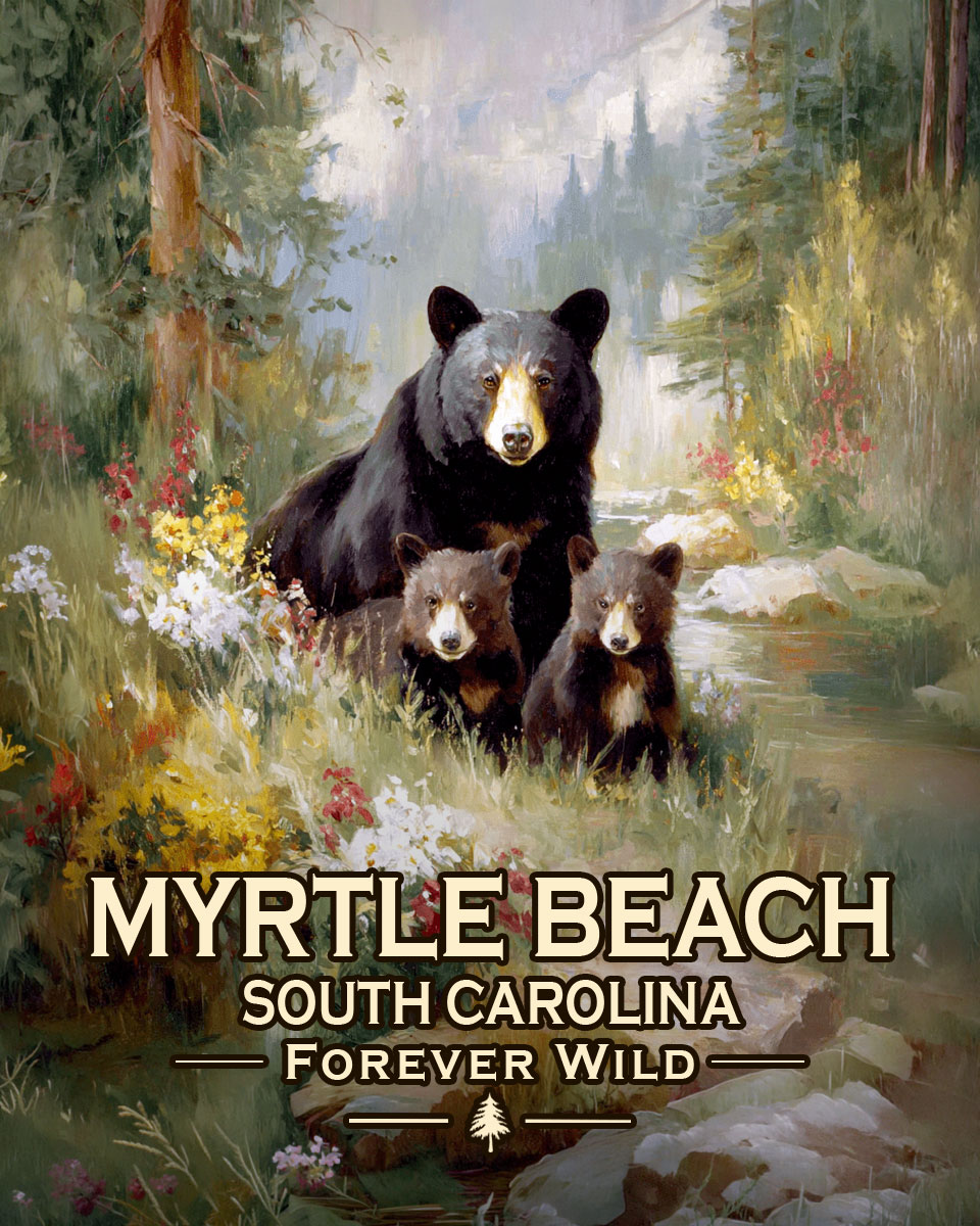 Myrtle Beach, South Carolina  - Forever Wild - Black Bear Mother and Cubs