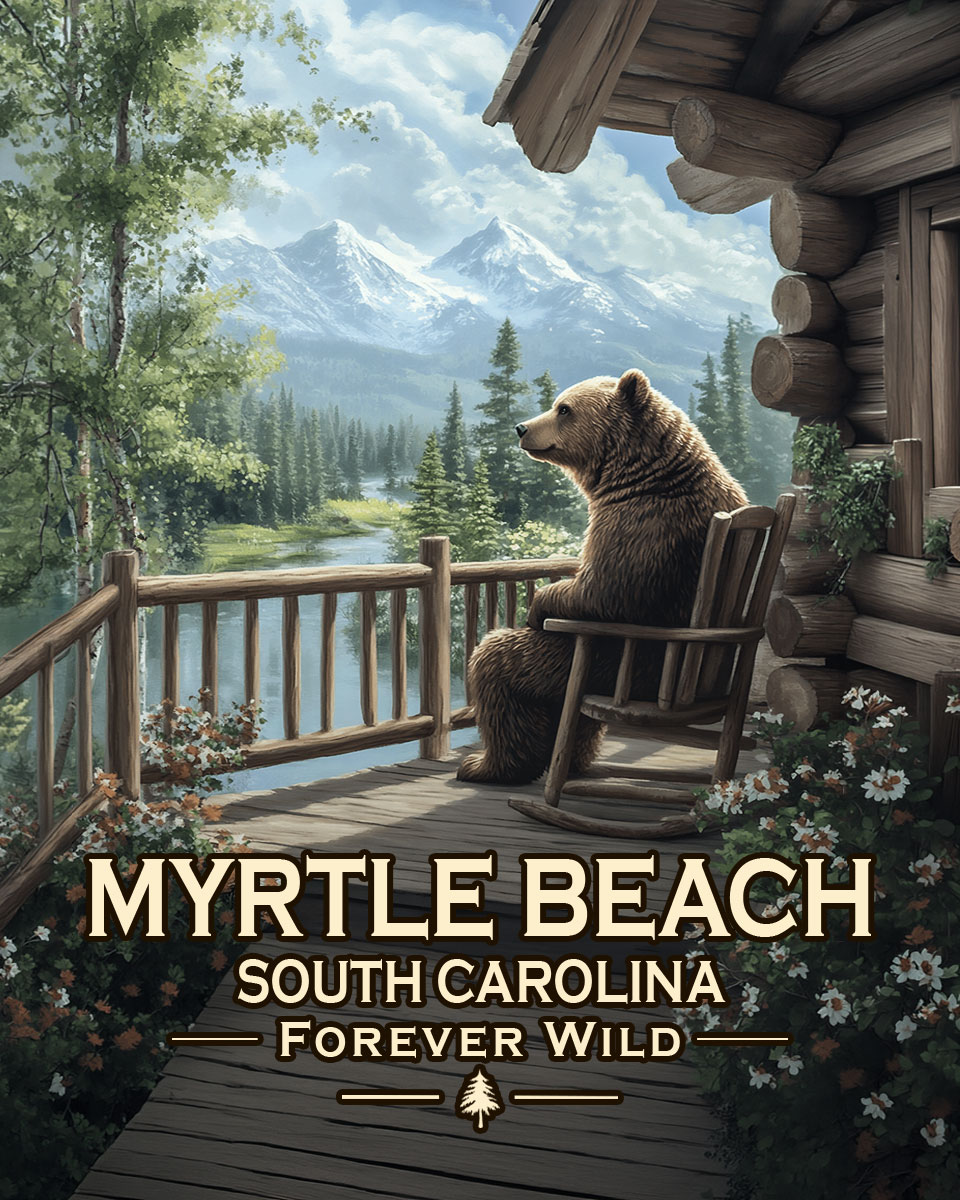 Myrtle Beach, South Carolina  - Forever Wild - Black Bear on Porchpng