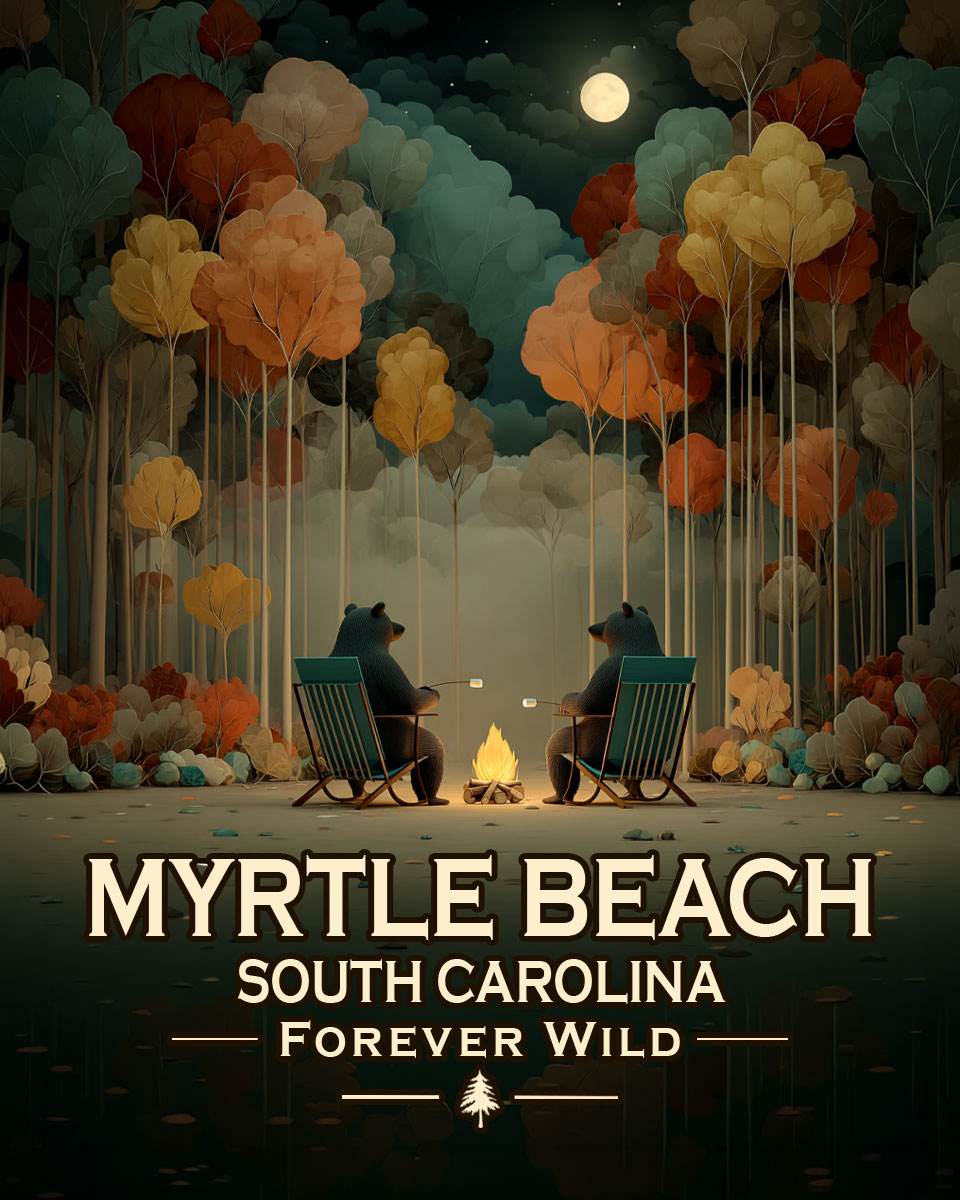 Myrtle Beach, South Carolina  - Forever Wild - Black Bears Roasting Marshmallows
