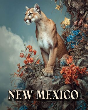 Naturalist Style Mountain Lion -  New Mexico Souvenir Art Print