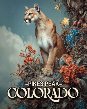 Naturalist Style Mountain Lion -  Pikes Peak Souvenir Art Print