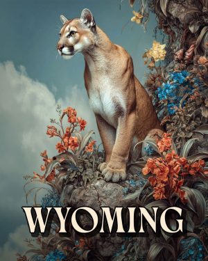Naturalist Style Mountain Lion -  Wyoming Souvenir Art Print